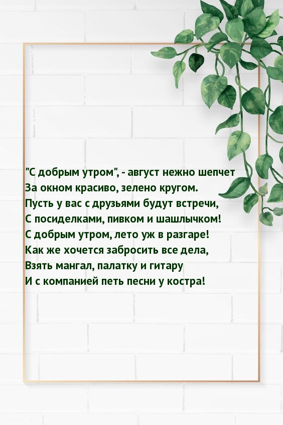 «С добрым утром», — август нежно шепчет