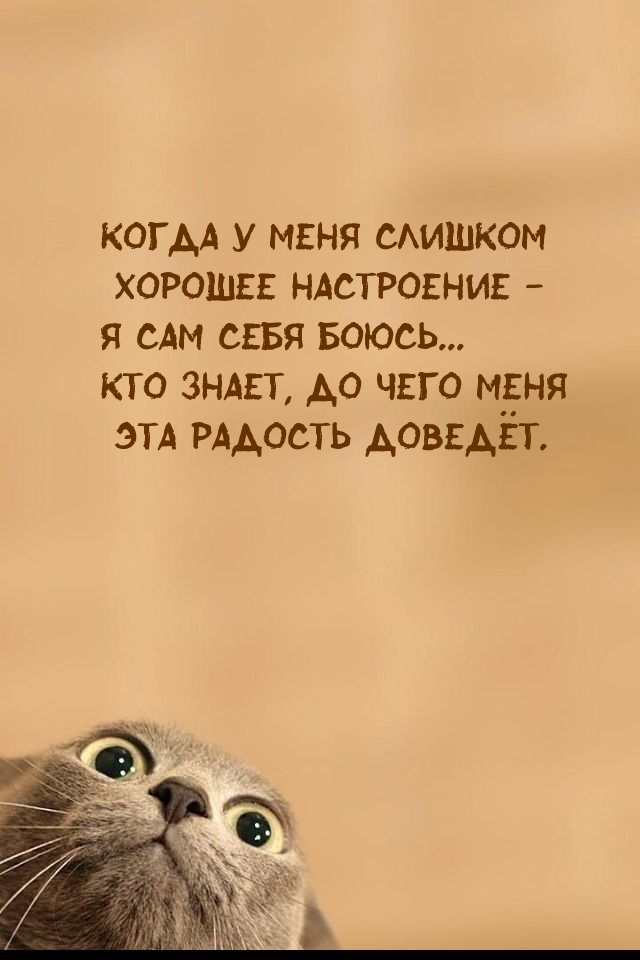 Когда у меня слишком хорошее настроение — я сам себя боюсь…