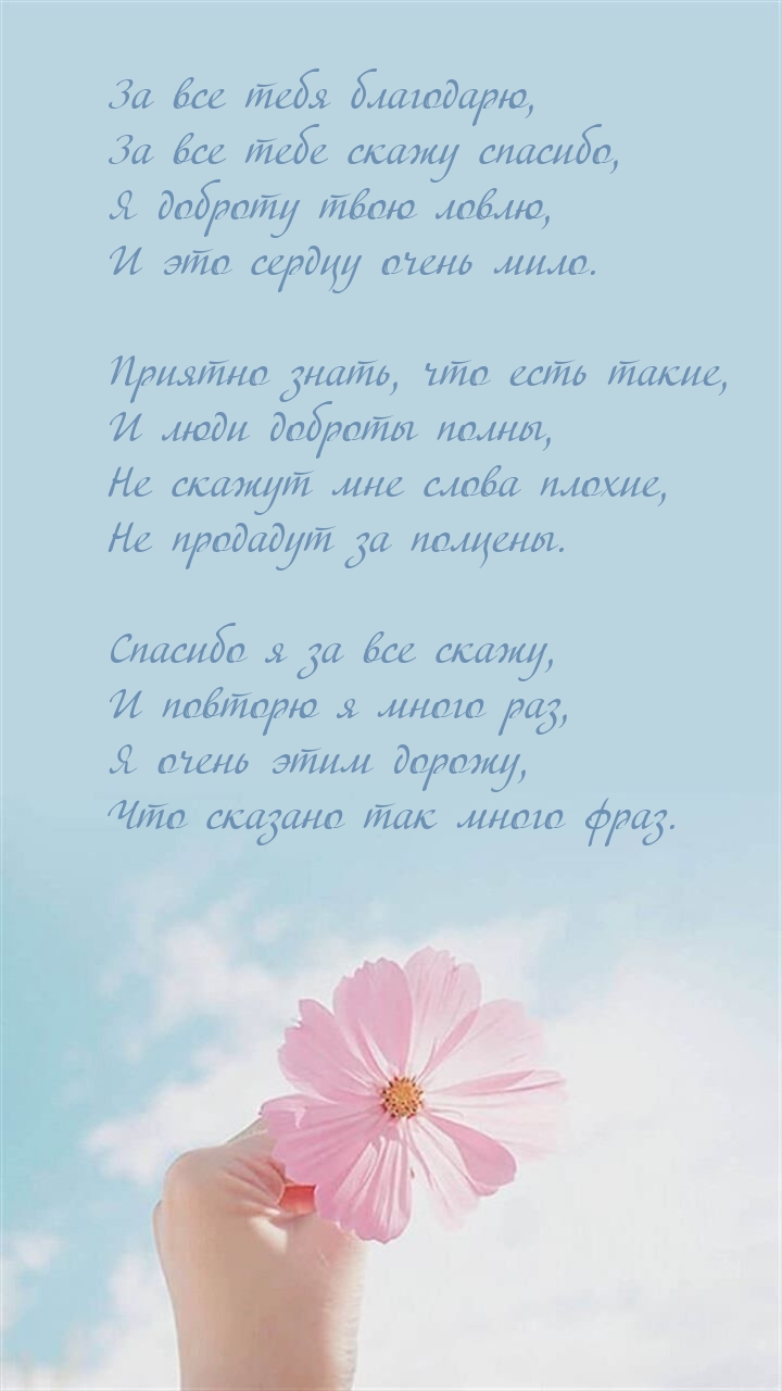 За все тебя благодарю, за все тебе скажу спасибо