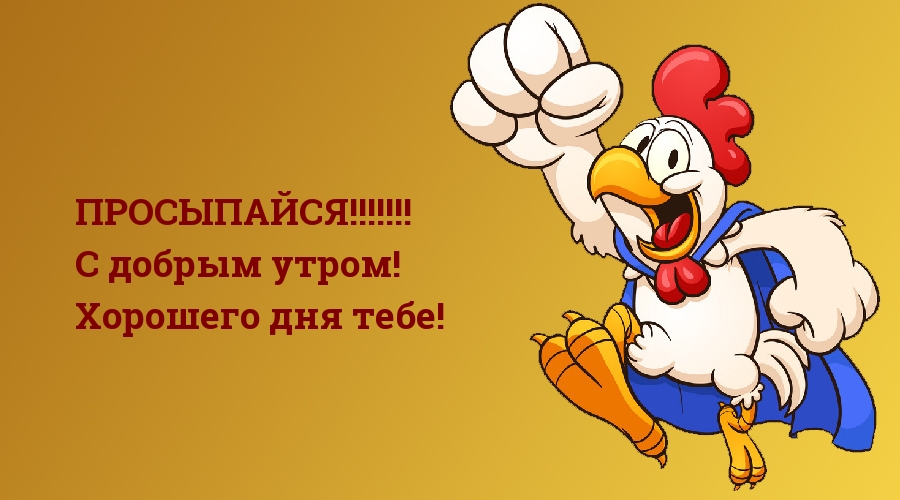 ПРОСЫПАЙСЯ!! С добрым утром! Хорошего дня тебе!