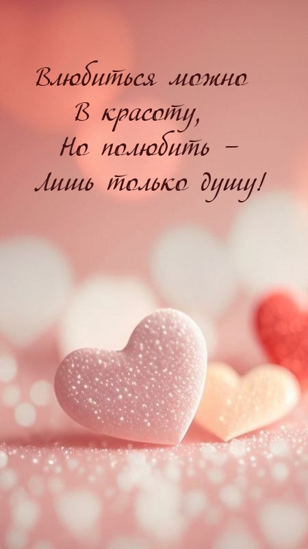 Влюбиться можно в красоту, но полюбить – лишь только душу!