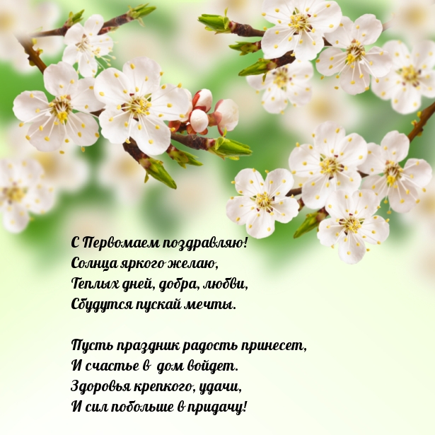С Первомаем поздравляю! Солнца яркого желаю