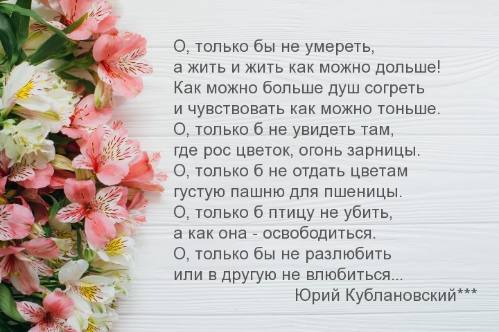 О, только бы не умереть, а жить и жить как можно дольше!