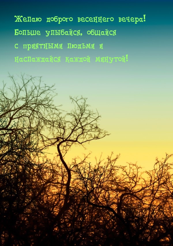 Желаю доброго весеннего вечера! Больше улыбайся