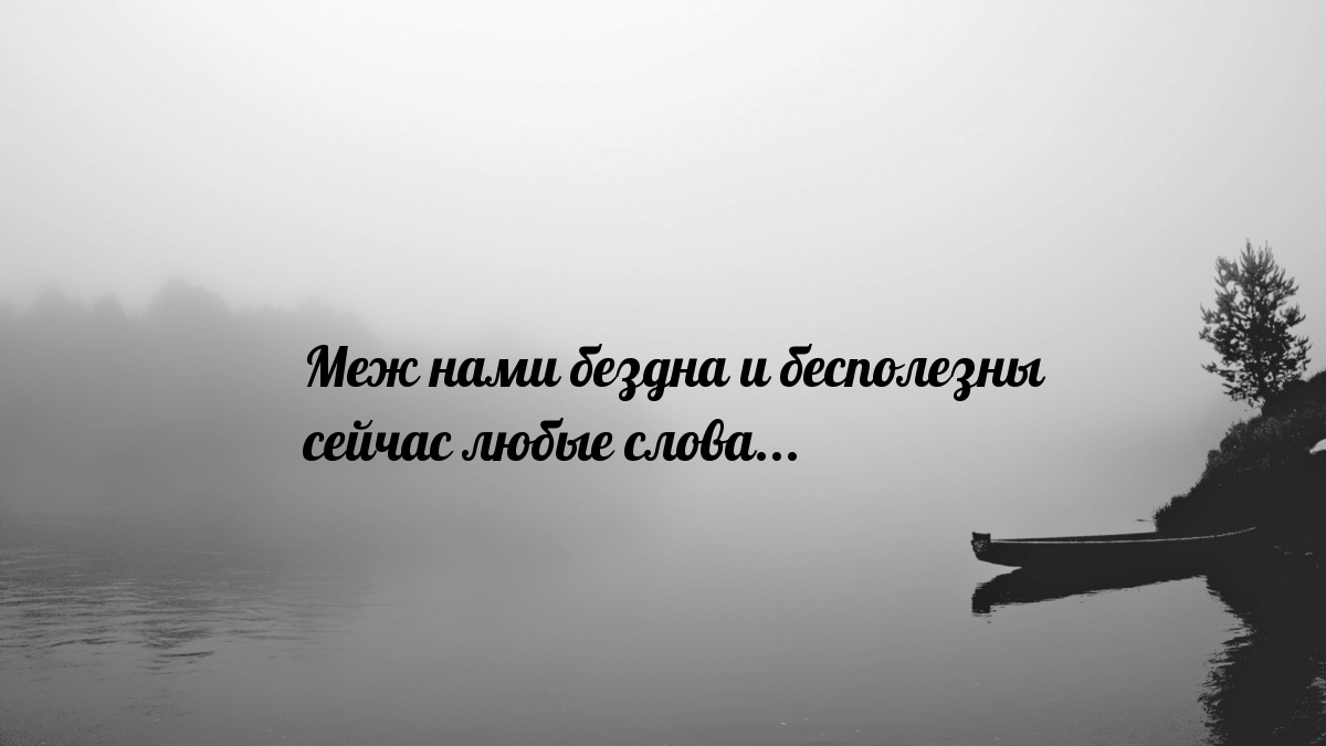 Меж нами бездна и бесполезны сейчас любые слова…