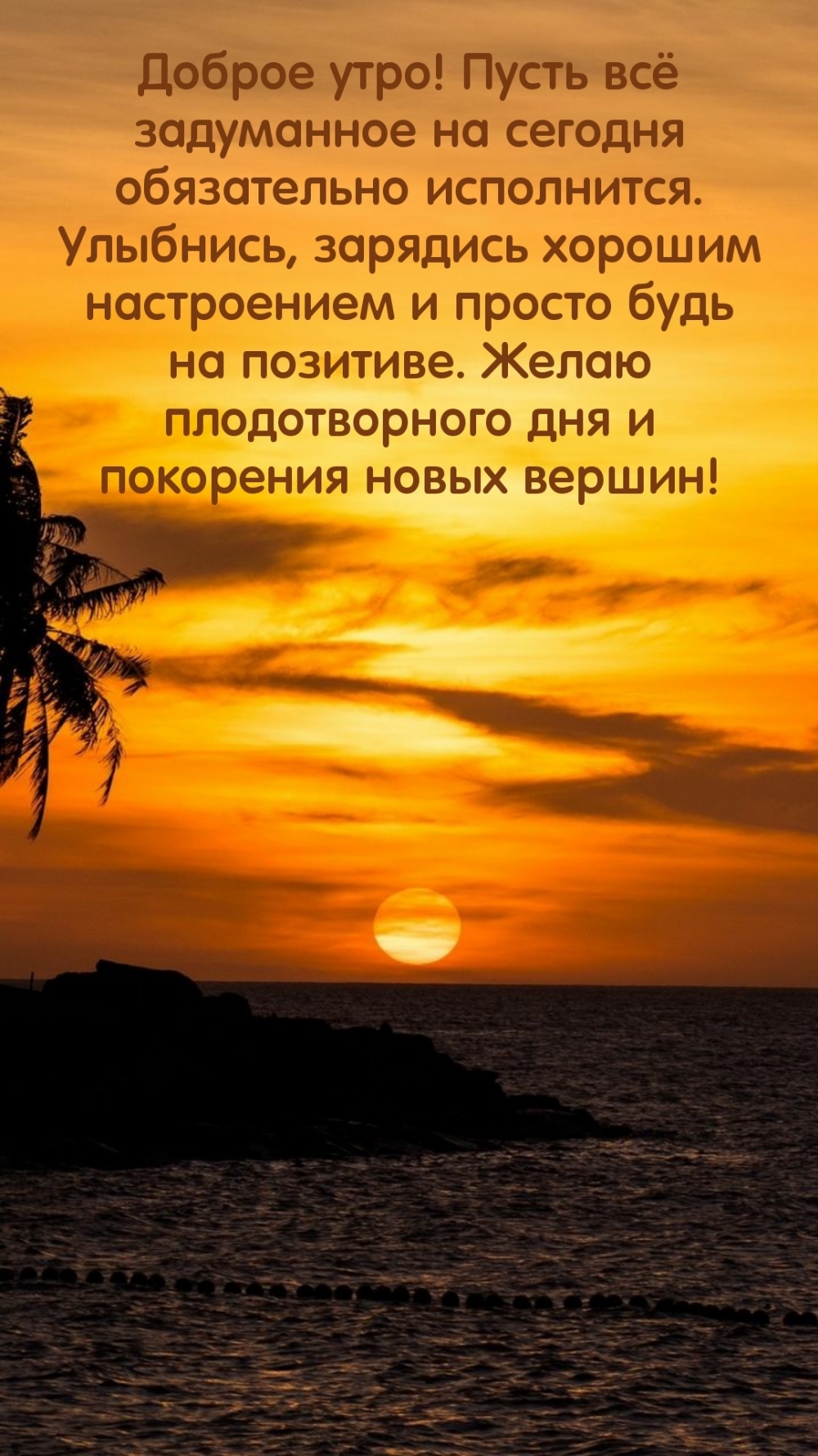 Доброе утро! Пусть всё задуманное на сегодня исполнится.