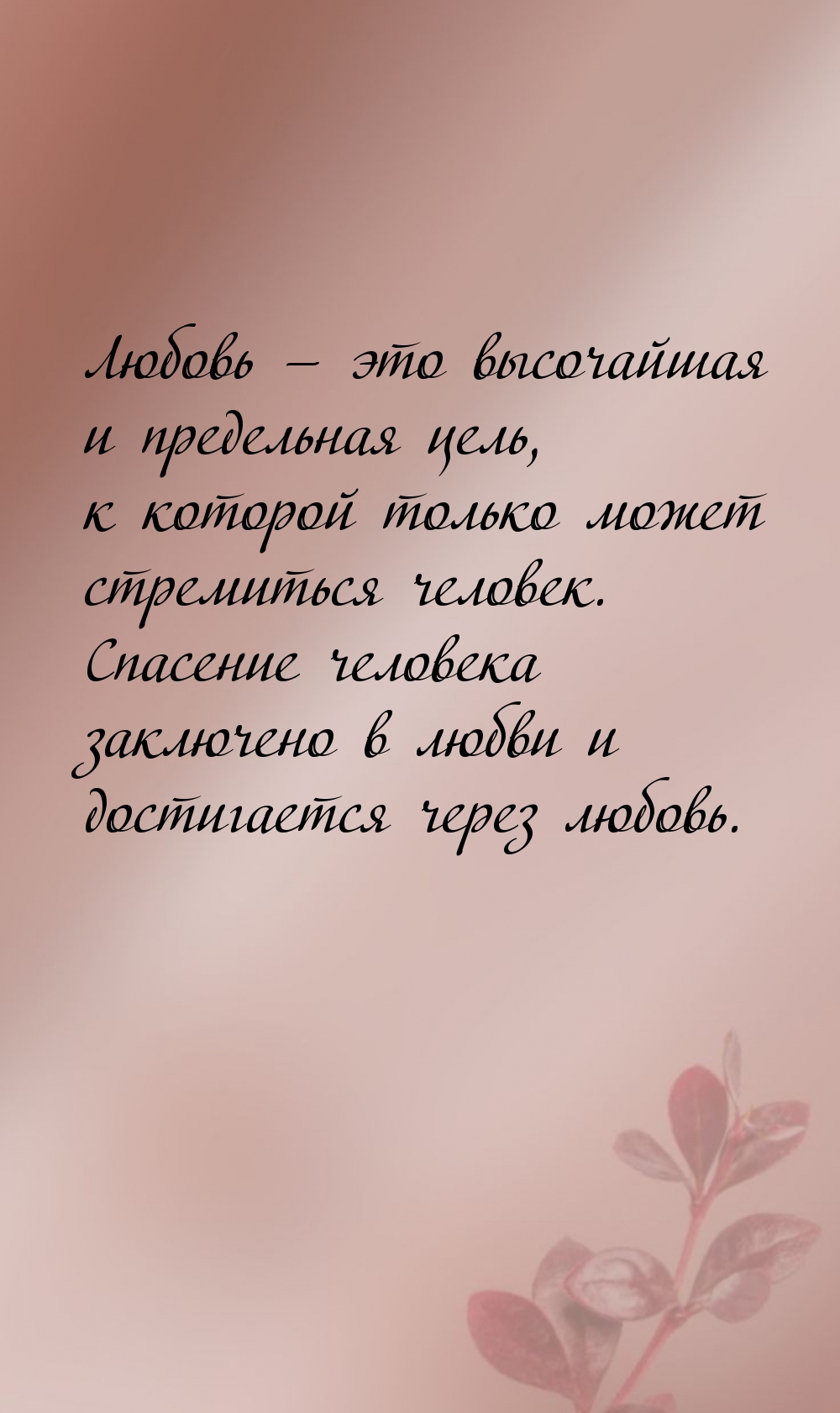 Любовь — это высочайшая и предельная цель