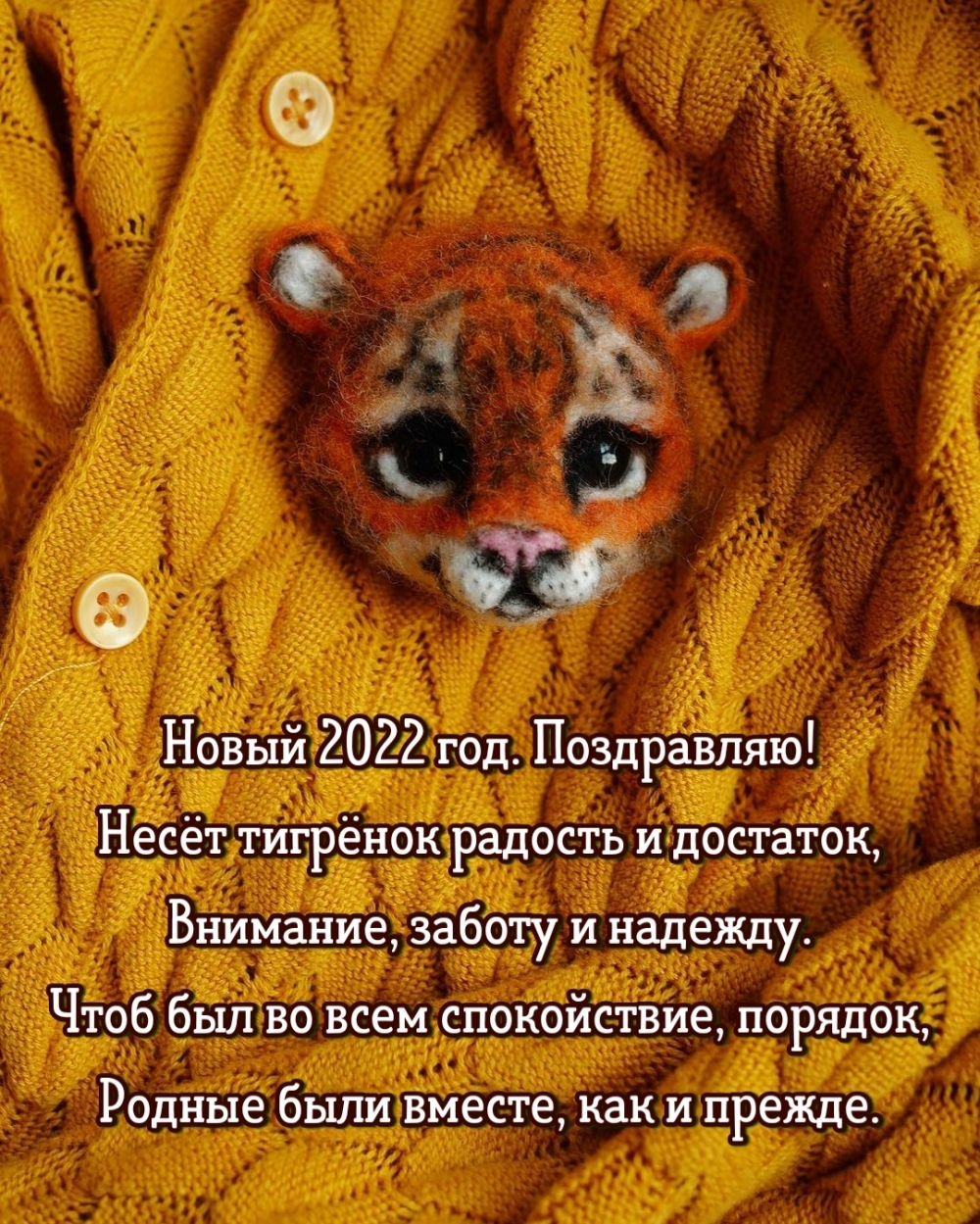 Картинки с надписями. Новый 2022 год. Поздравляю! Несёт тигрёнок радость и достаток.