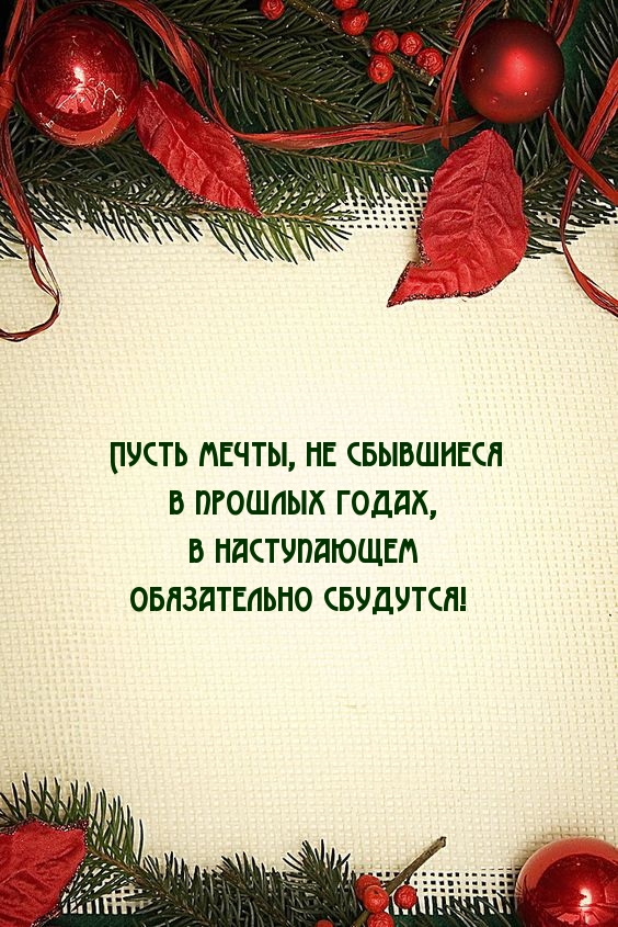 Пусть мечты, не сбывшиеся в прошлых годах, в наступающем сбудутся!