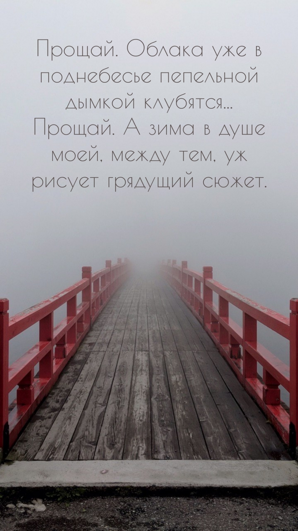 Прощай. Облака уже в поднебесье пепельной дымкой клубятся…