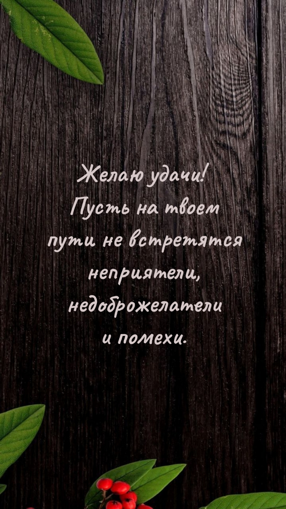 Желаю удачи! Пусть на твоем пути не встретятся неприятели