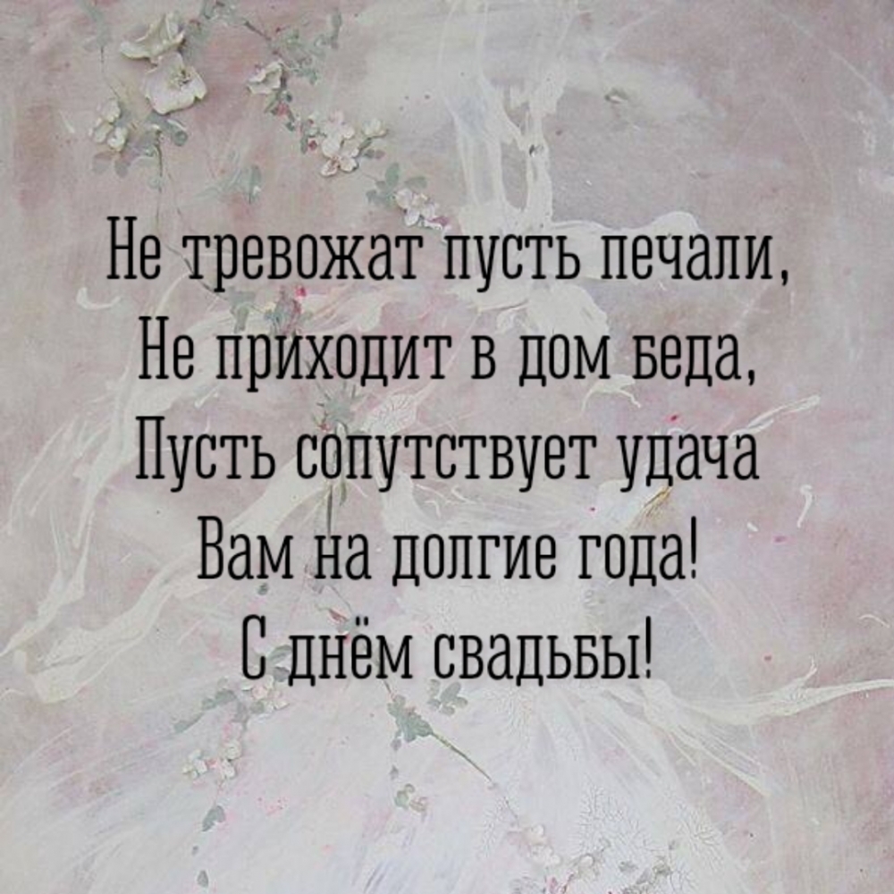 Пусть сопутствует удача Вам на долгие года! С днём свадьбы!