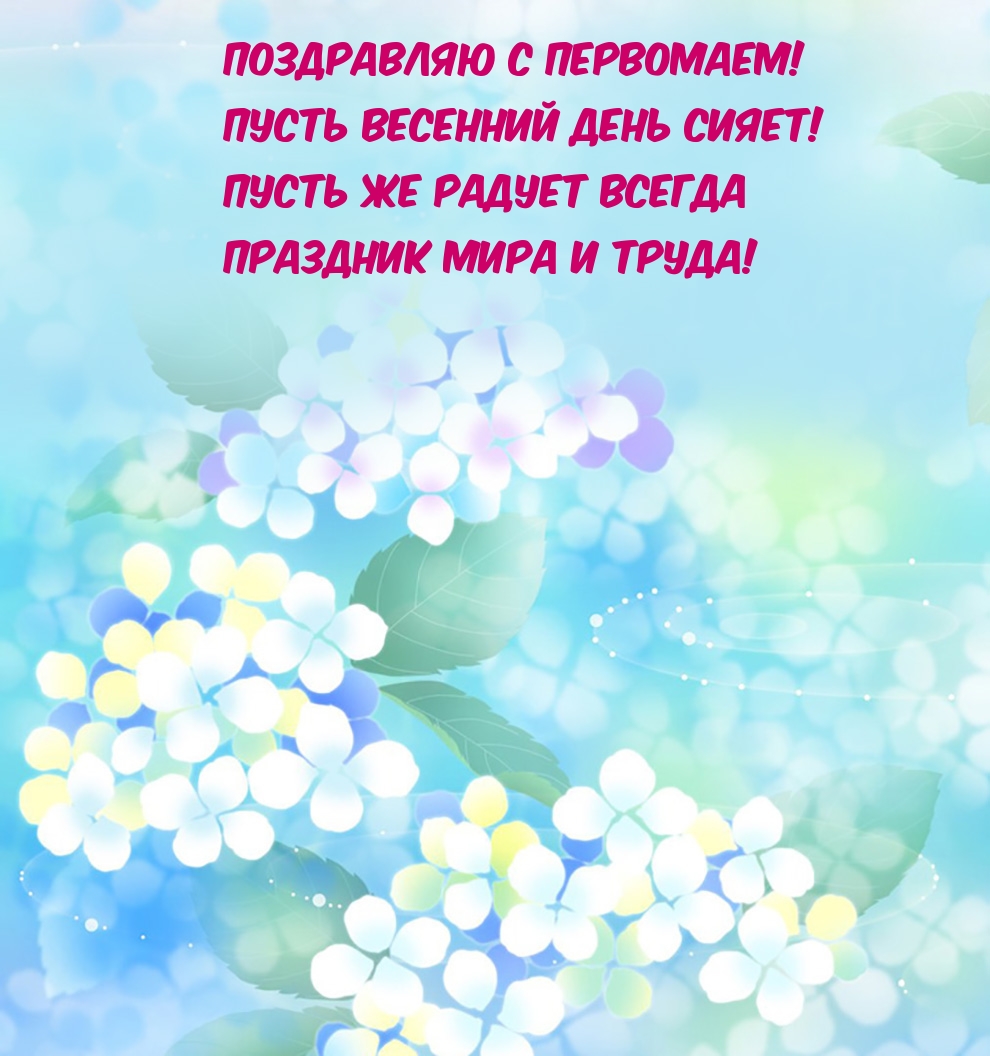 Поздравляю с Первомаем! Пусть весенний день сияет!
