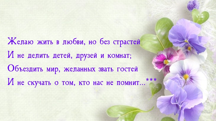 Желаю жить в любви, но без страстей и не делить детей, друзей