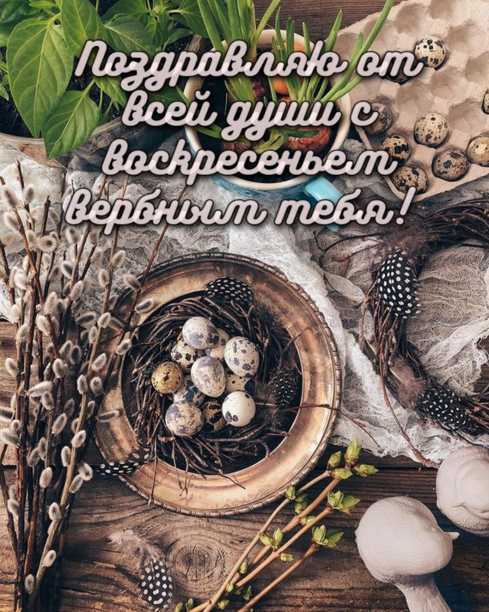 Поздравляю от всей души с воскресеньем вербным тебя!