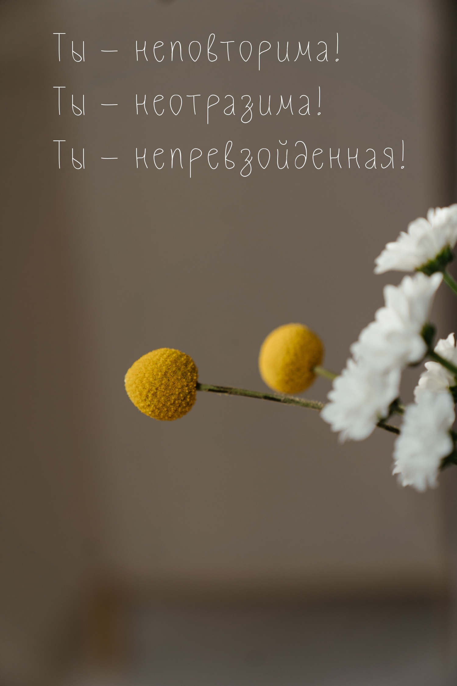 Ты — неповторима! Ты — неотразима! Ты — непревзойденная!