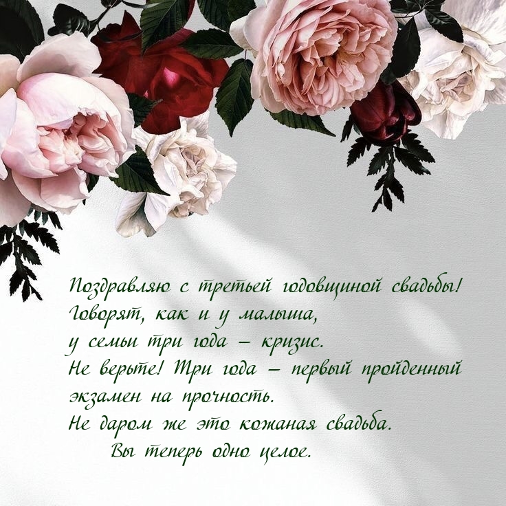 Поздравляю с третьей годовщиной свадьбы!