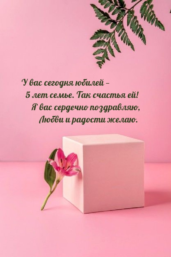 У вас сегодня юбилей — 5 лет семье. Так счастья ей!
