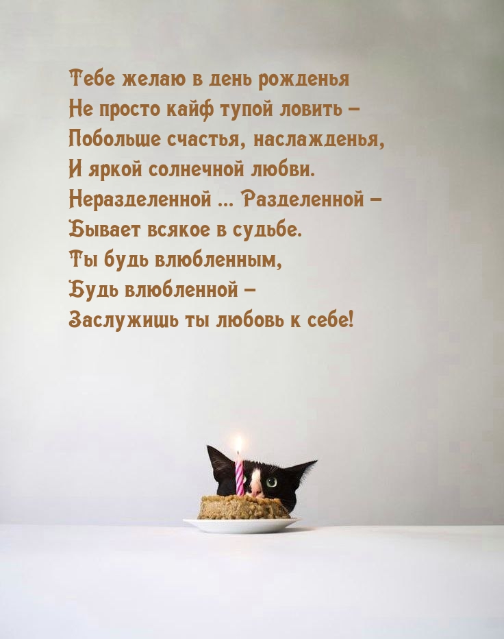 Тебе желаю в день рожденья не просто кайф тупой ловить
