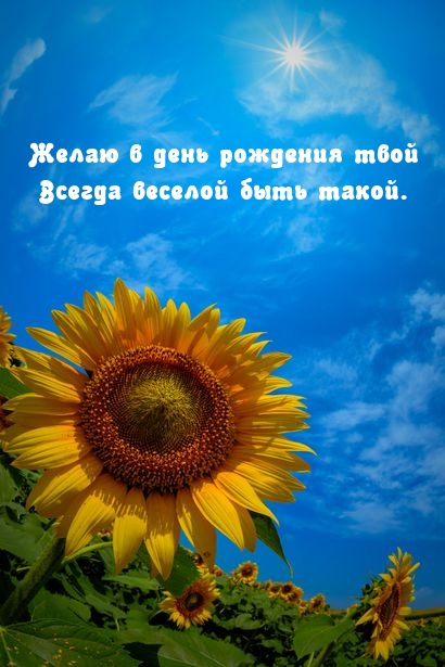 Желаю в день рождения твой всегда веселой быть такой.
