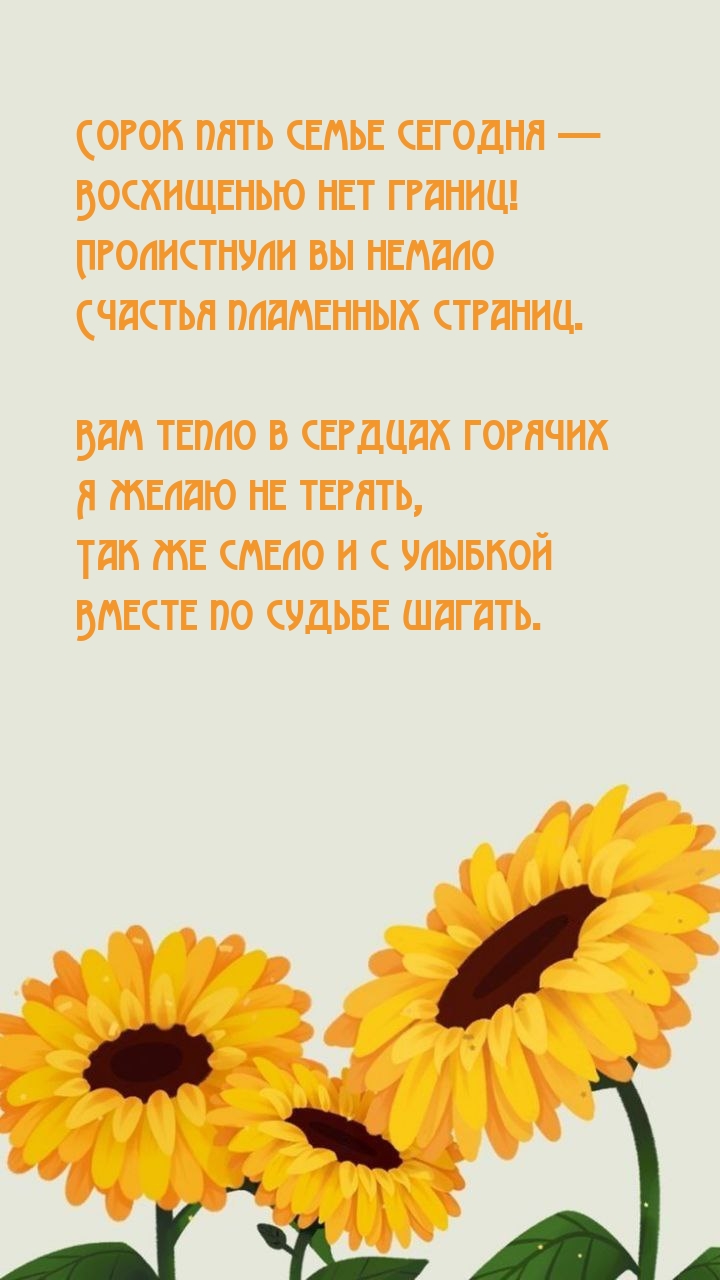 Сорок пять семье сегодня — восхищенью нет границ!