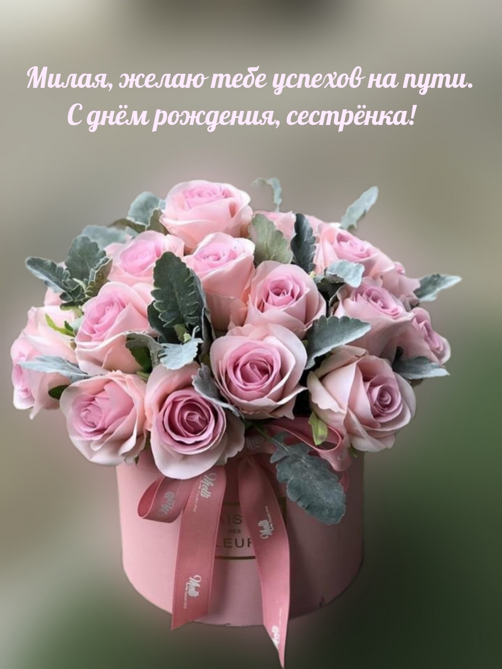 Милая, желаю тебе успехов на пути. С днём рождения, сестрёнка!