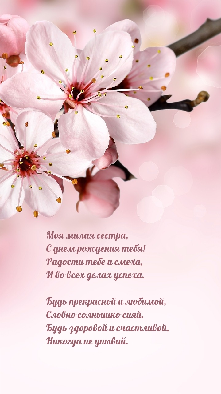 Моя милая сестра, с днем рождения тебя!