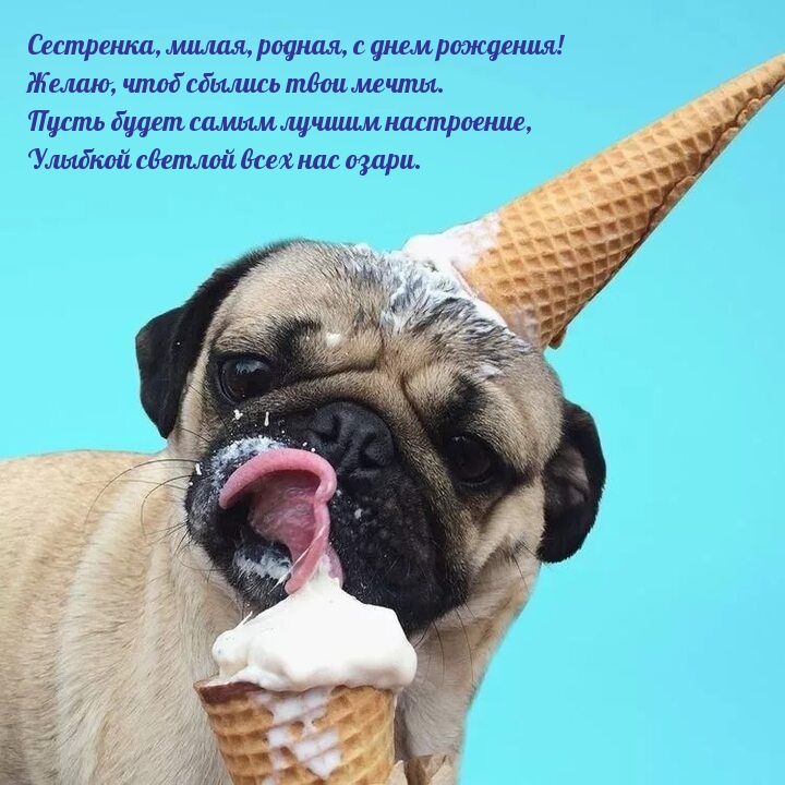 Сестренка, милая, с днем рождения! Чтоб сбылись твои мечты.