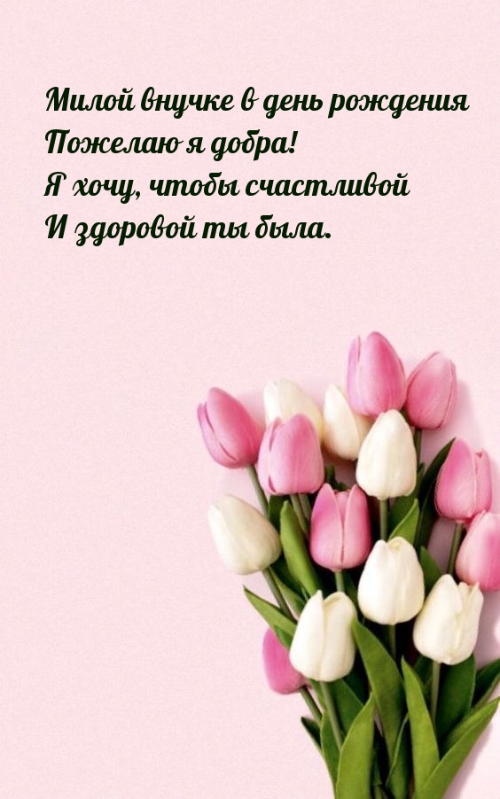 Милой внучке в день рождения пожелаю я добра!