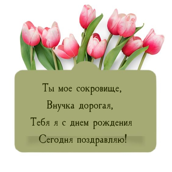Внучка дорогая, Тебя я с днем рождения сегодня поздравляю!