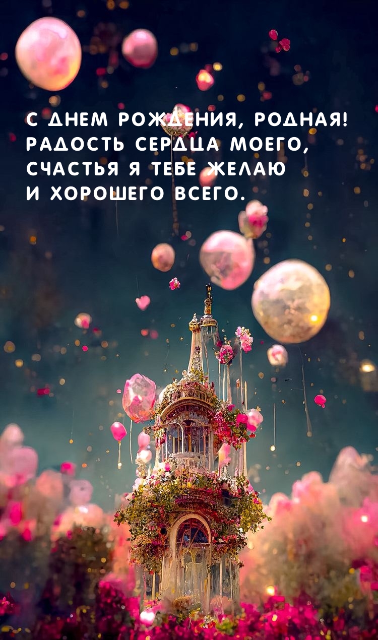 С днем рождения, родная! Счастья я тебе желаю и хорошего всего.