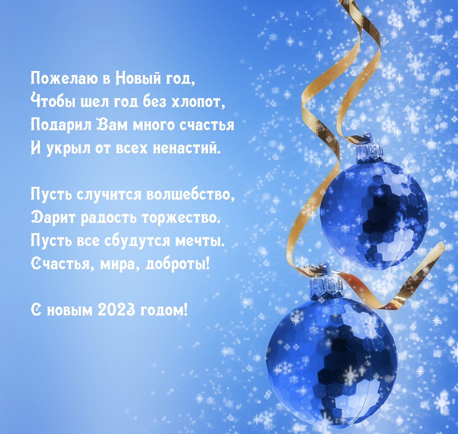 Пожелаю в Новый 2023 год, чтобы шел год без хлопот
