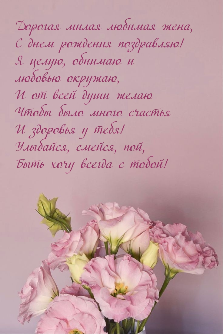 Дорогая милая любимая жена, с днем рождения поздравляю!