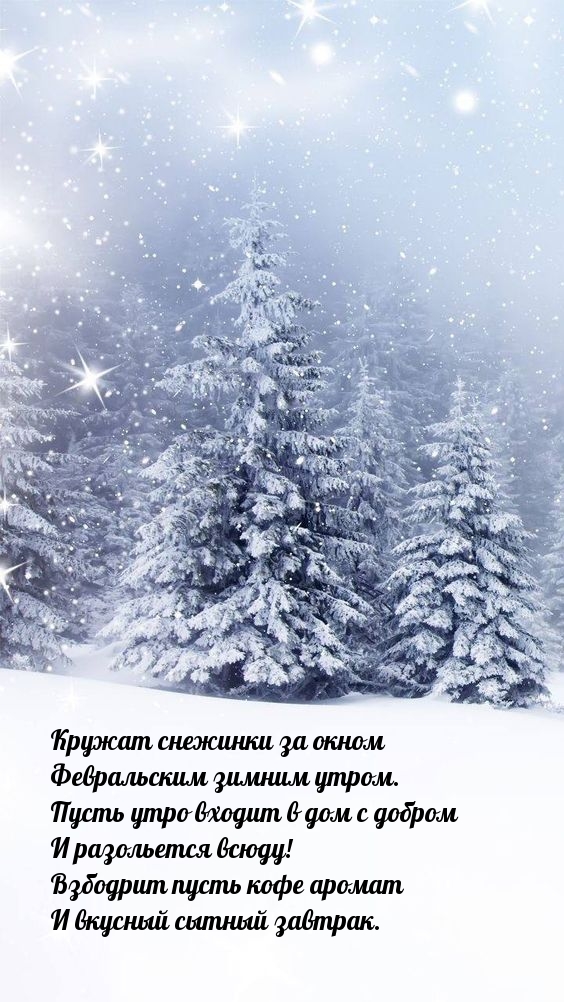 Кружат снежинки за окном Февральским зимним утром.