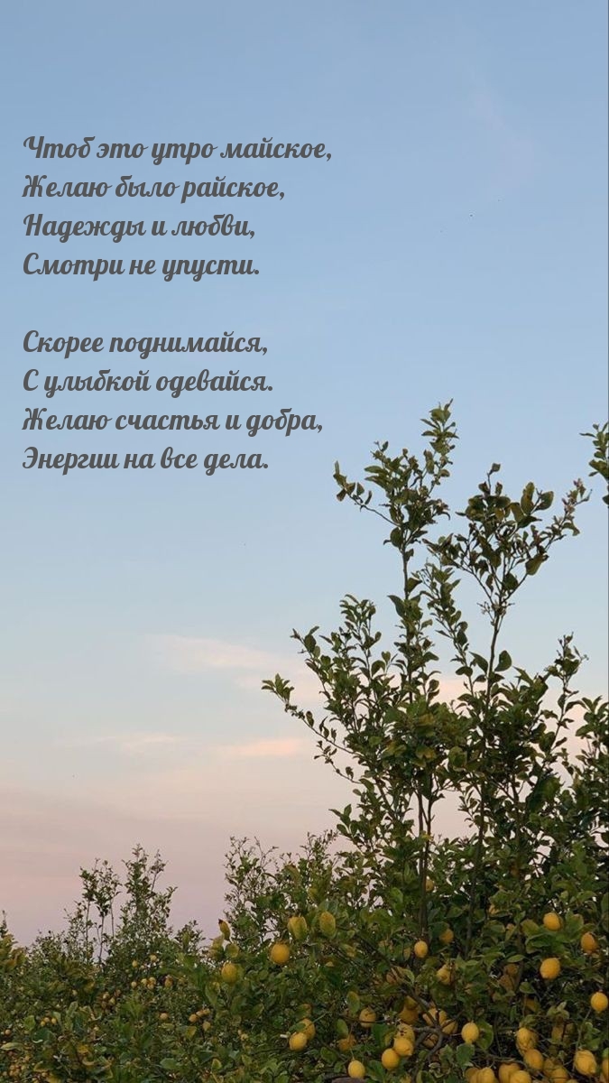 Чтоб это утро майское, желаю было райское
