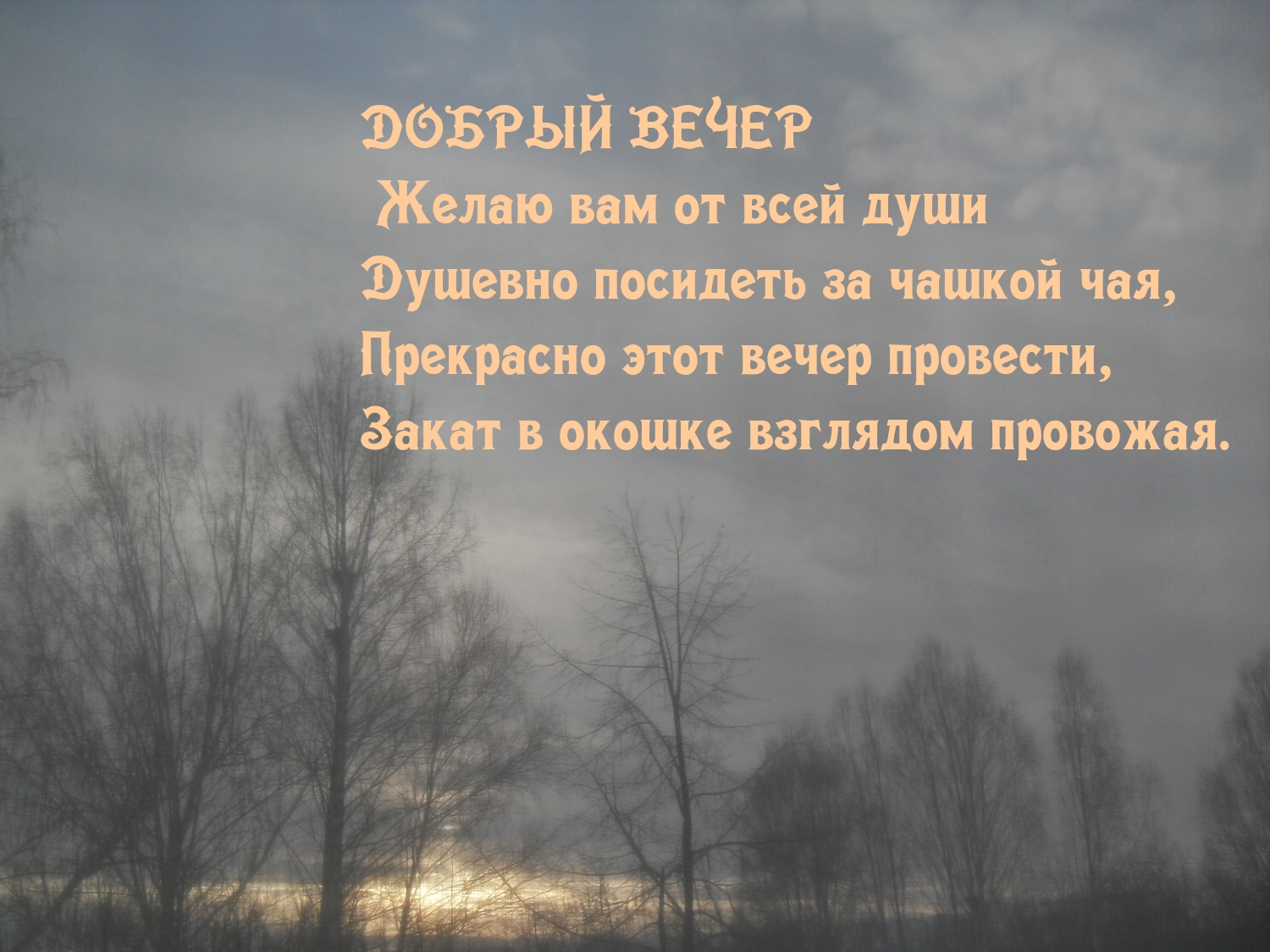 Картинки с надписями.  Добрый вечер Желаю вам душевно посидеть за чашкой чая.