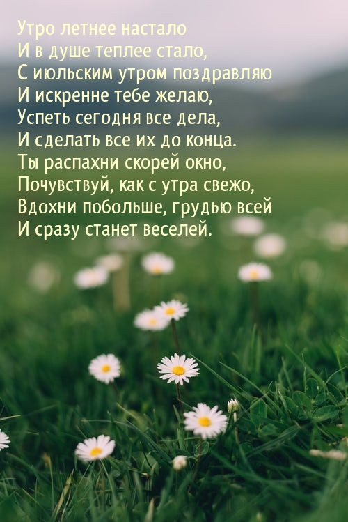 Утро летнее настало и в душе теплее стало