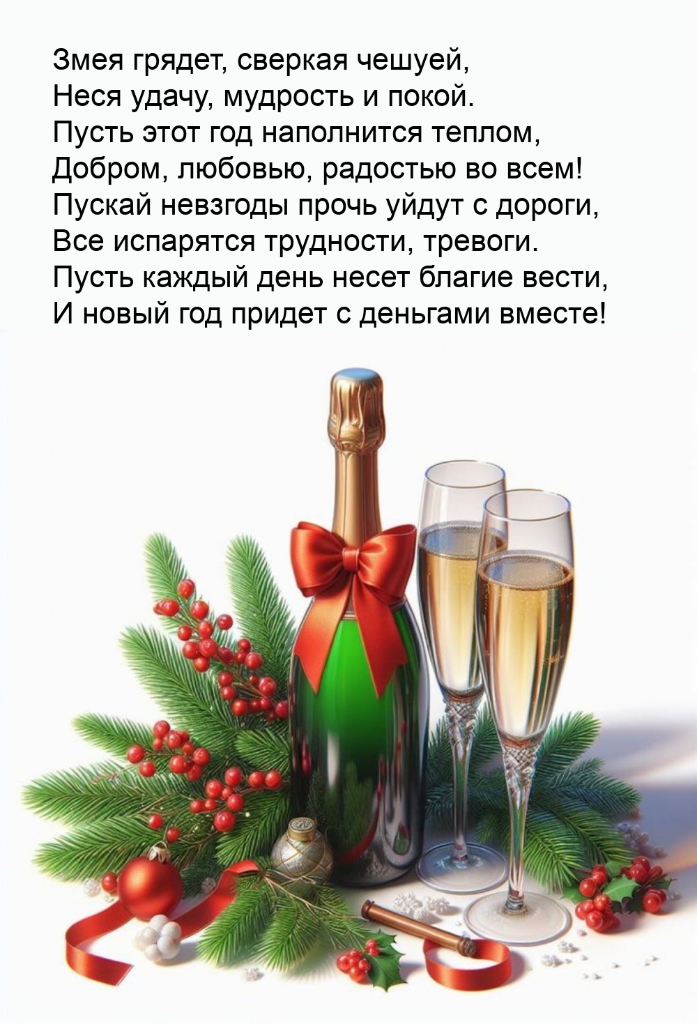 Змея грядет, сверкая чешуей, неся удачу, мудрость и покой.