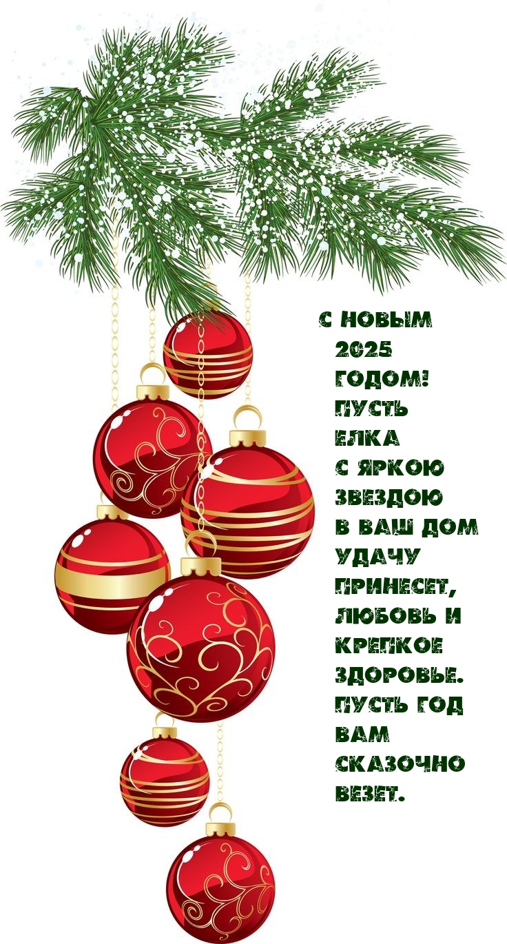 С Новым 2025! Пусть елка с яркою звездою в ваш дом удачу принесет