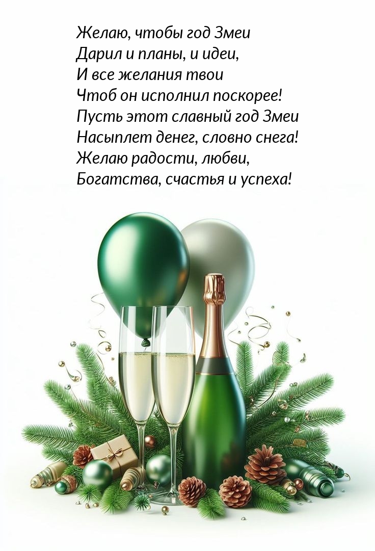 Желаю, чтобы год Змеи дарил и планы, и идеи