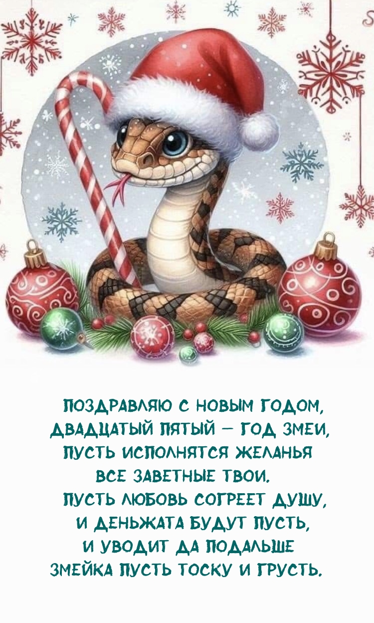 Поздравляю с Новым годом, двадцатый пятый — год Змеи