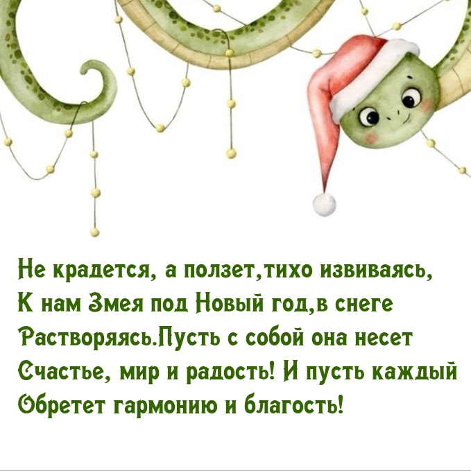 К нам Змея под Новый год, в снеге растворяясь.