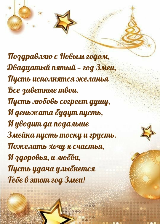 Поздравляю с Новым годом, двадцатый пятый — год Змеи