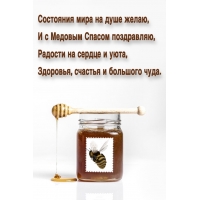 Состояния мира на душе желаю, и с Медовым Спасом поздравляю