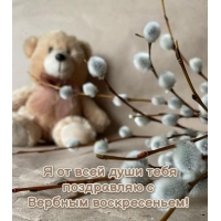 Я от всей души тебя поздравляю с Вербным воскресеньем!