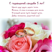 С годовщиной свадьбы 5 лет! Цените друг друга, дарите тепло.