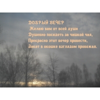 Добрый вечер Желаю вам душевно посидеть за чашкой чая